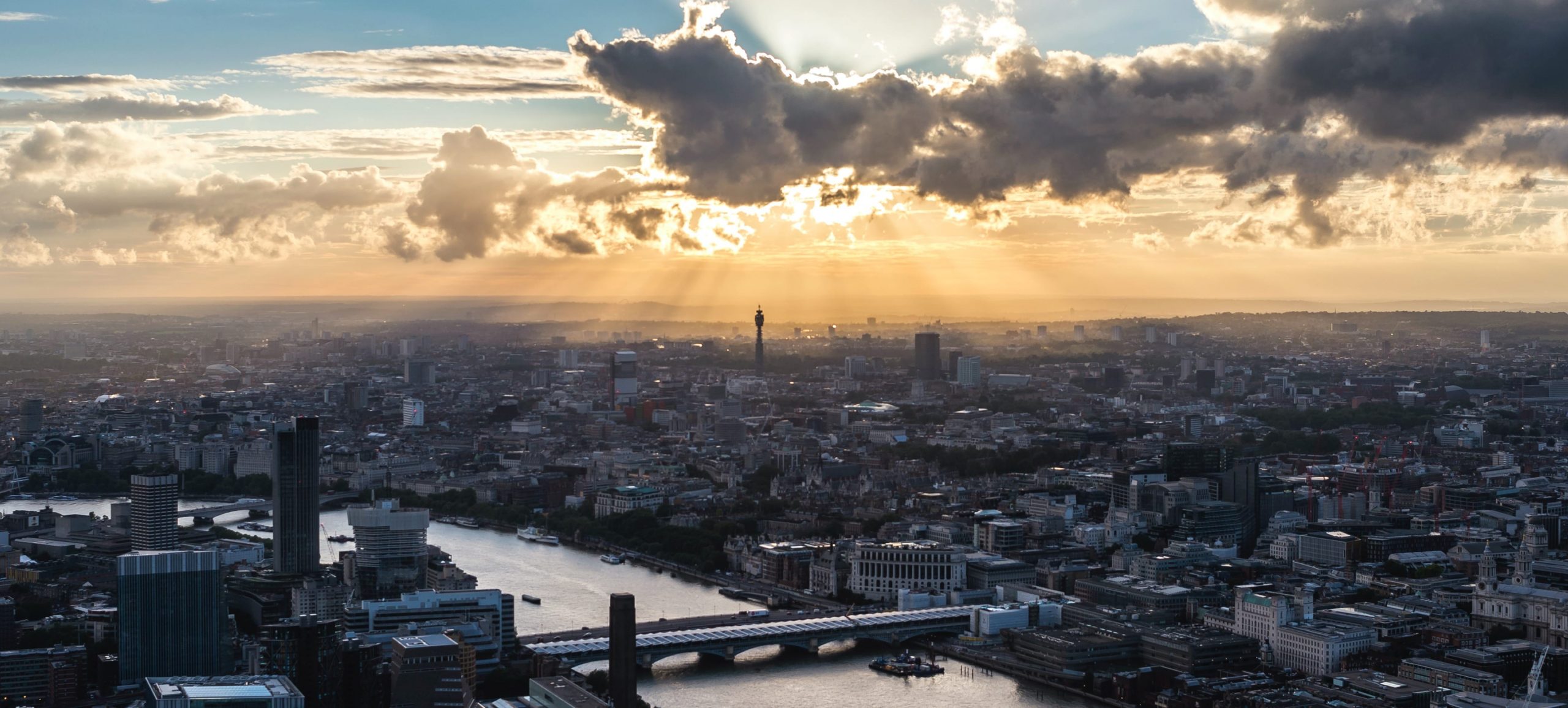 Cass Business School, aerial shot of London
