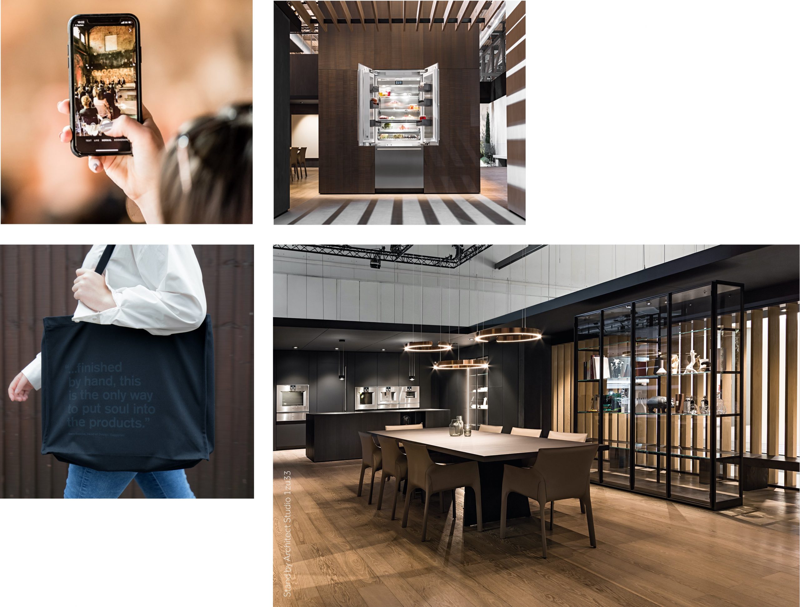 Gaggenau events: sharing discussion panels on social media, product trade shows, branded gifts, bags and collateral, partnerships with other brands at trade fairs and showrooms