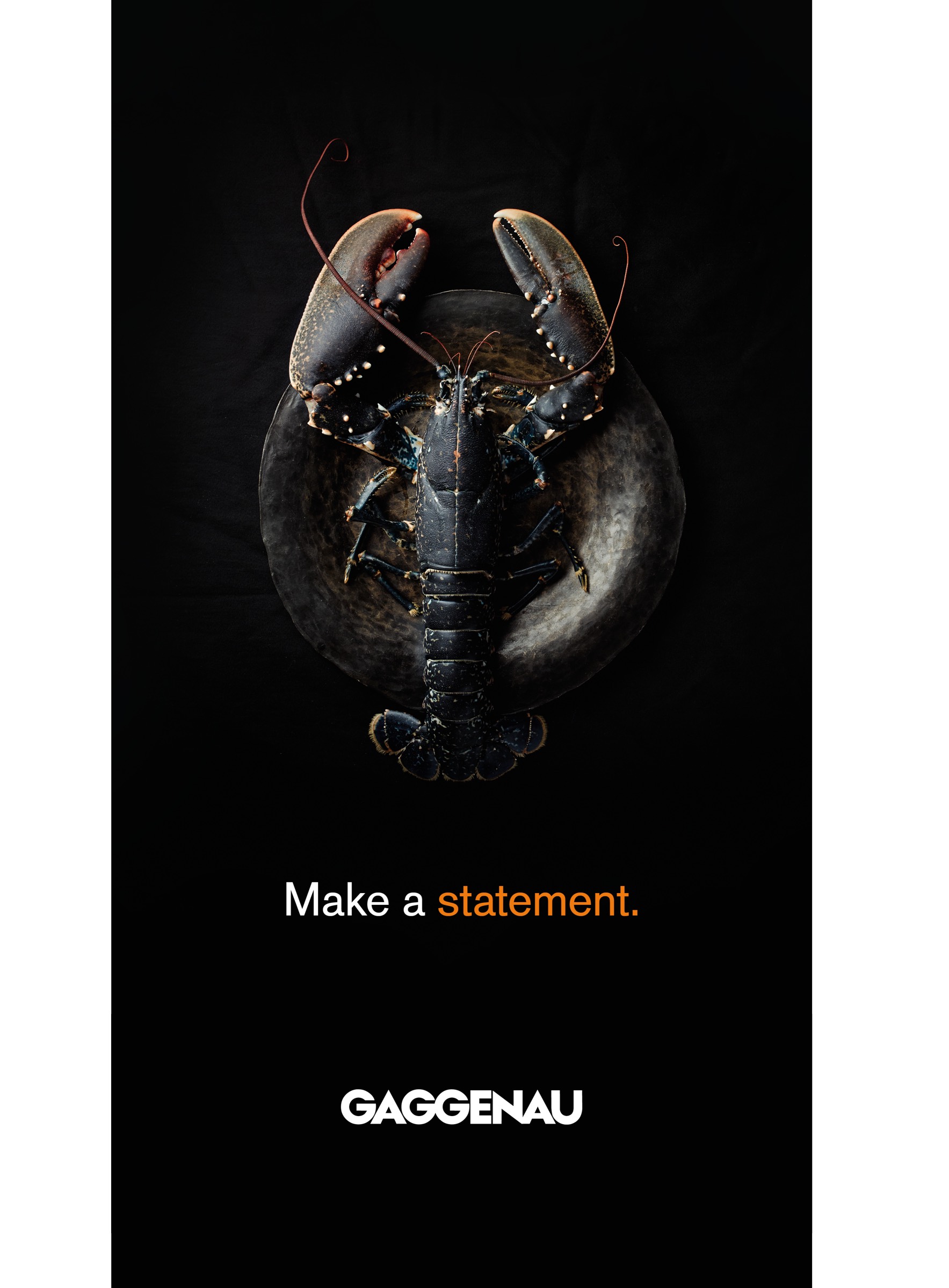 Gaggenau showroom poster, event collateral, lobster on a plate. Make a statement.